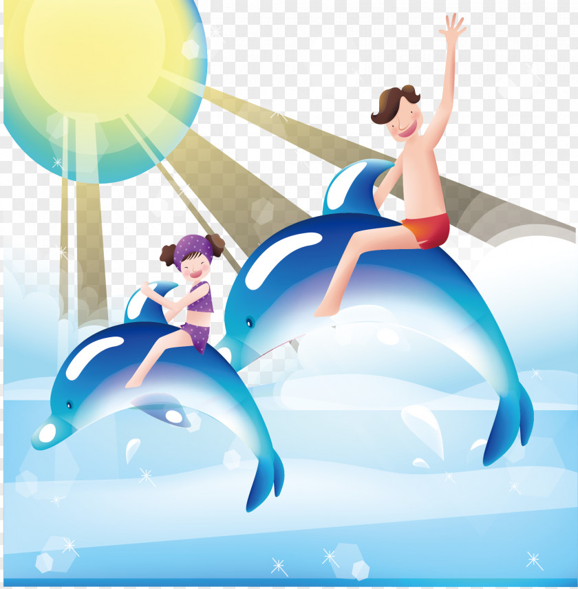 Child Riding A Dolphin South Korea Cartoon Illustration PNG