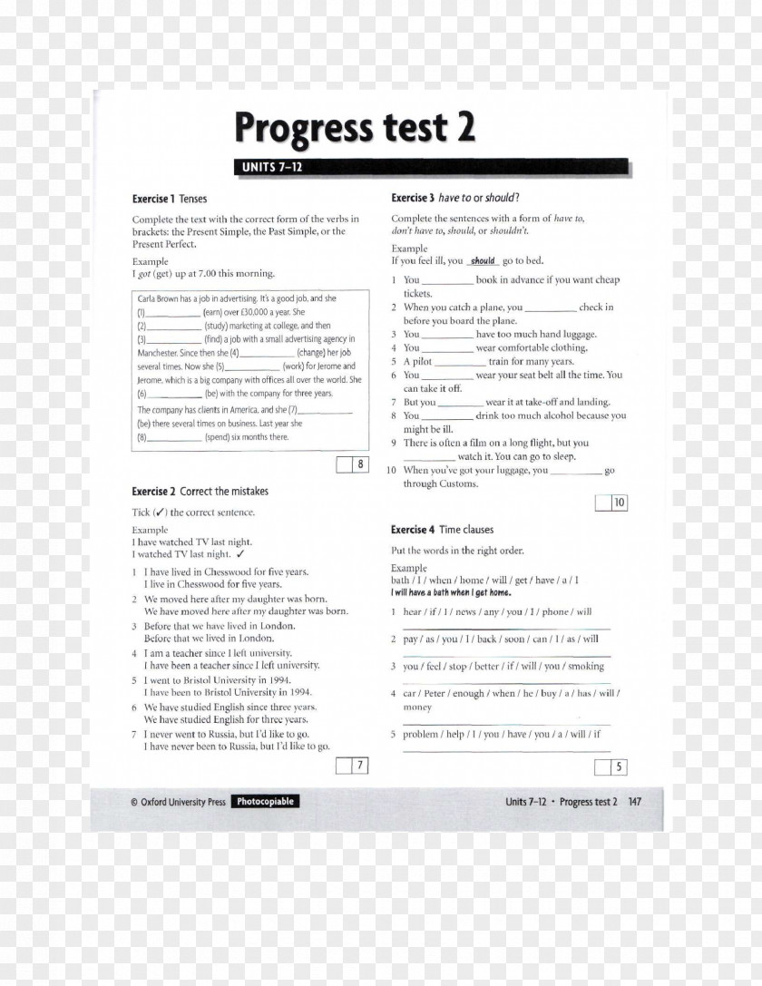 English File. New Editon. Pre- Intermediate. Teach Unit Test Booklet Progress Testing Document PNG