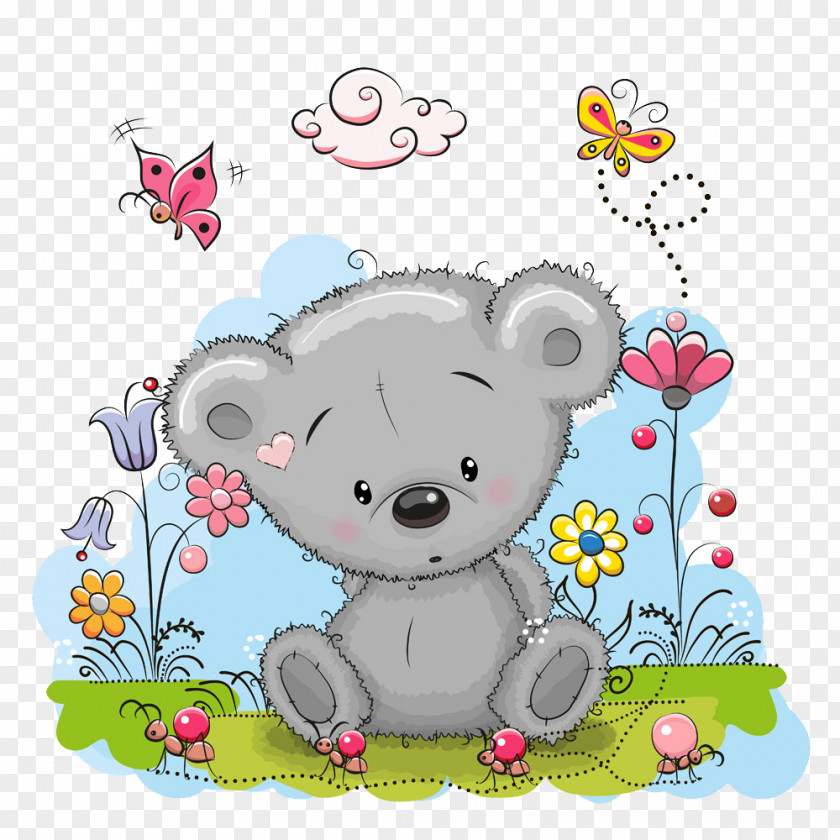 Teddy Bear Cuteness Cartoon PNG bear Cartoon, red pandas, grey teddy illustration clipart PNG