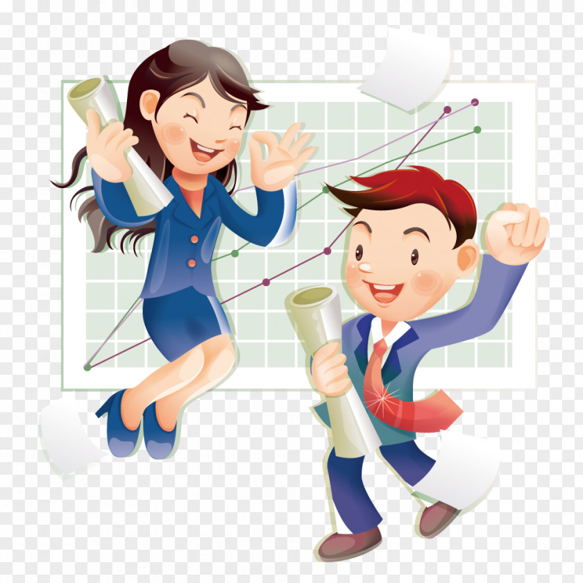 To Celebrate The Company Of Men And Women Staff Cartoon Illustration PNG