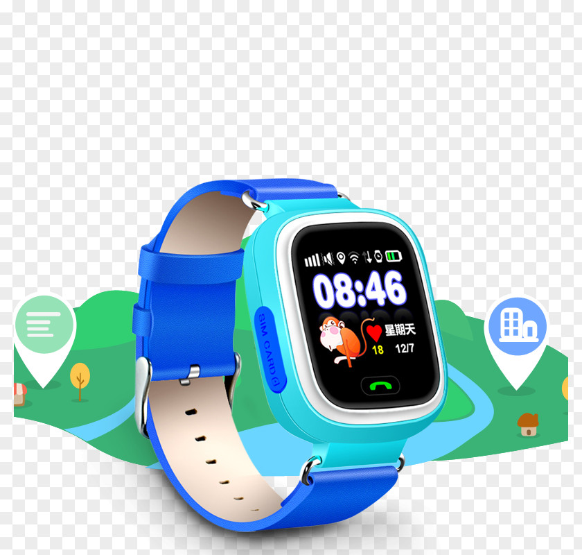 Children Watch Blue Location GPS Navigation Device Smartwatch Child Mobile Phone PNG