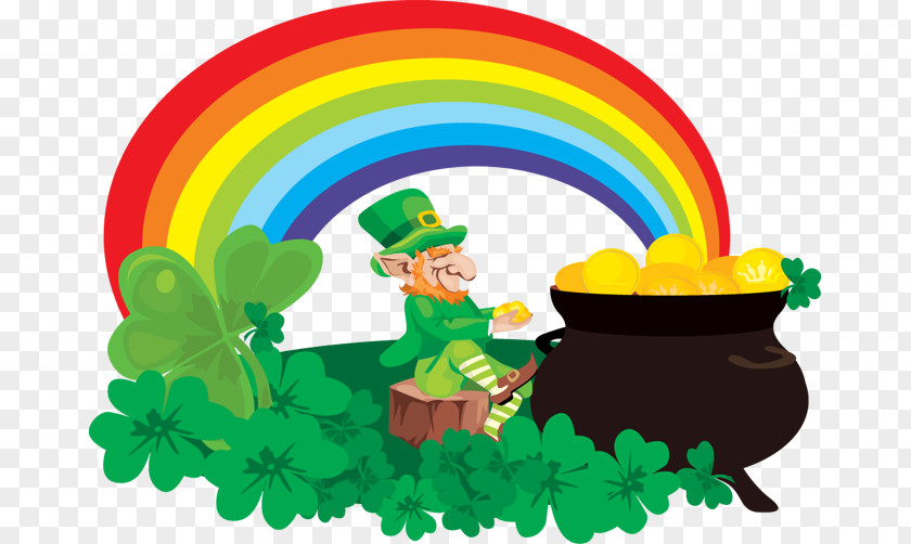 Rainbow And Pot Of Gold Clipart Leprechaun Saint Patricks Day Clip Art PNG