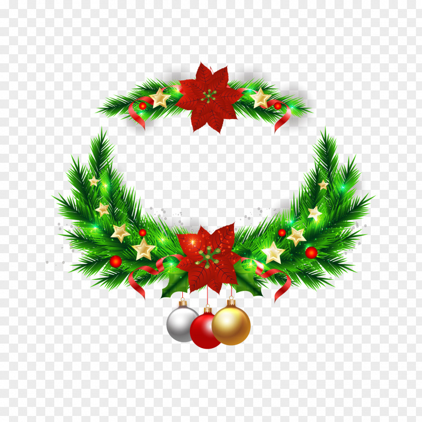 Christmas Wreath Vector Elements Tree Ornament PNG