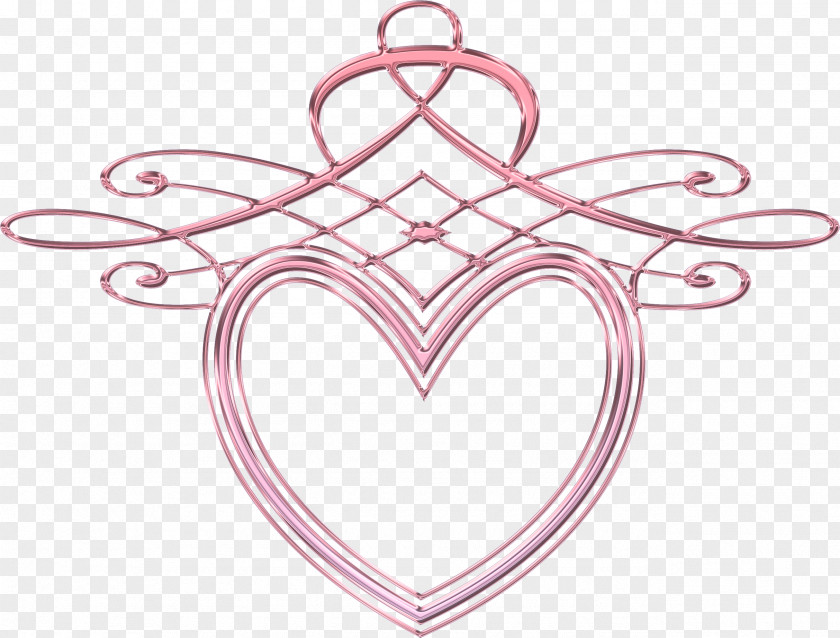 Line Body Jewellery Pink M Heart PNG
