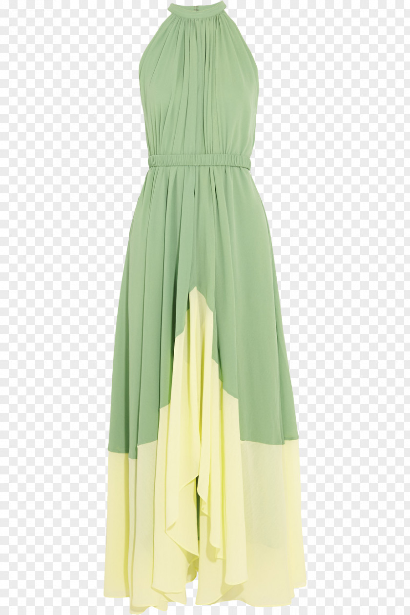 Small Fresh Green Dress Maxi Gown Sleeve Halterneck PNG