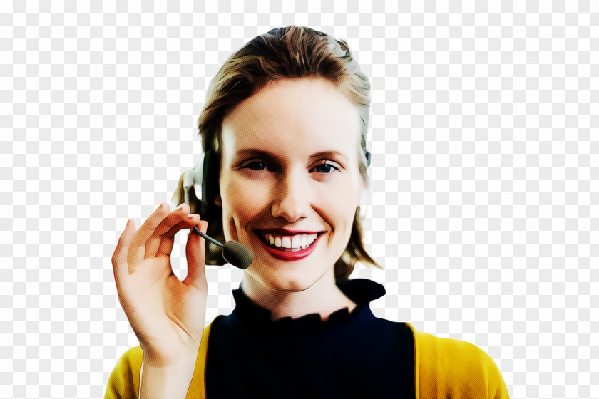 Telephone Operator Temple Facial Expression Smile Gesture Finger Audio Equipment PNG