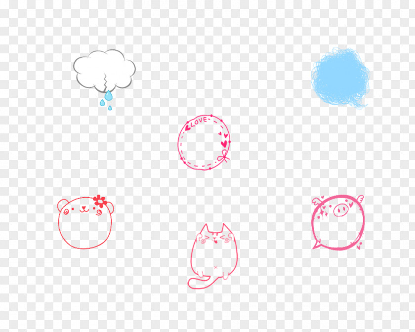 Hand-painted Pig Kitten Circle Pattern PNG