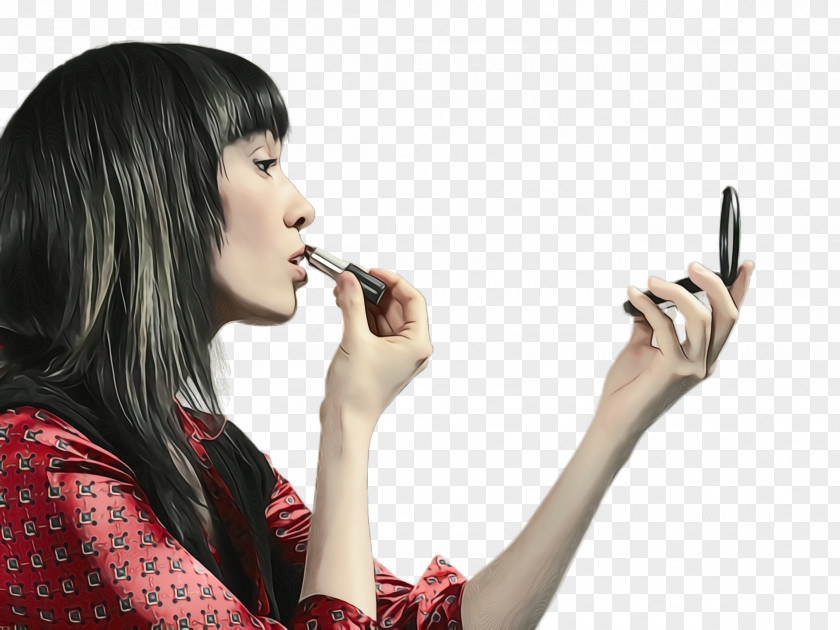 Smoking Gesture Lip Electronic Device Finger Long Hair PNG