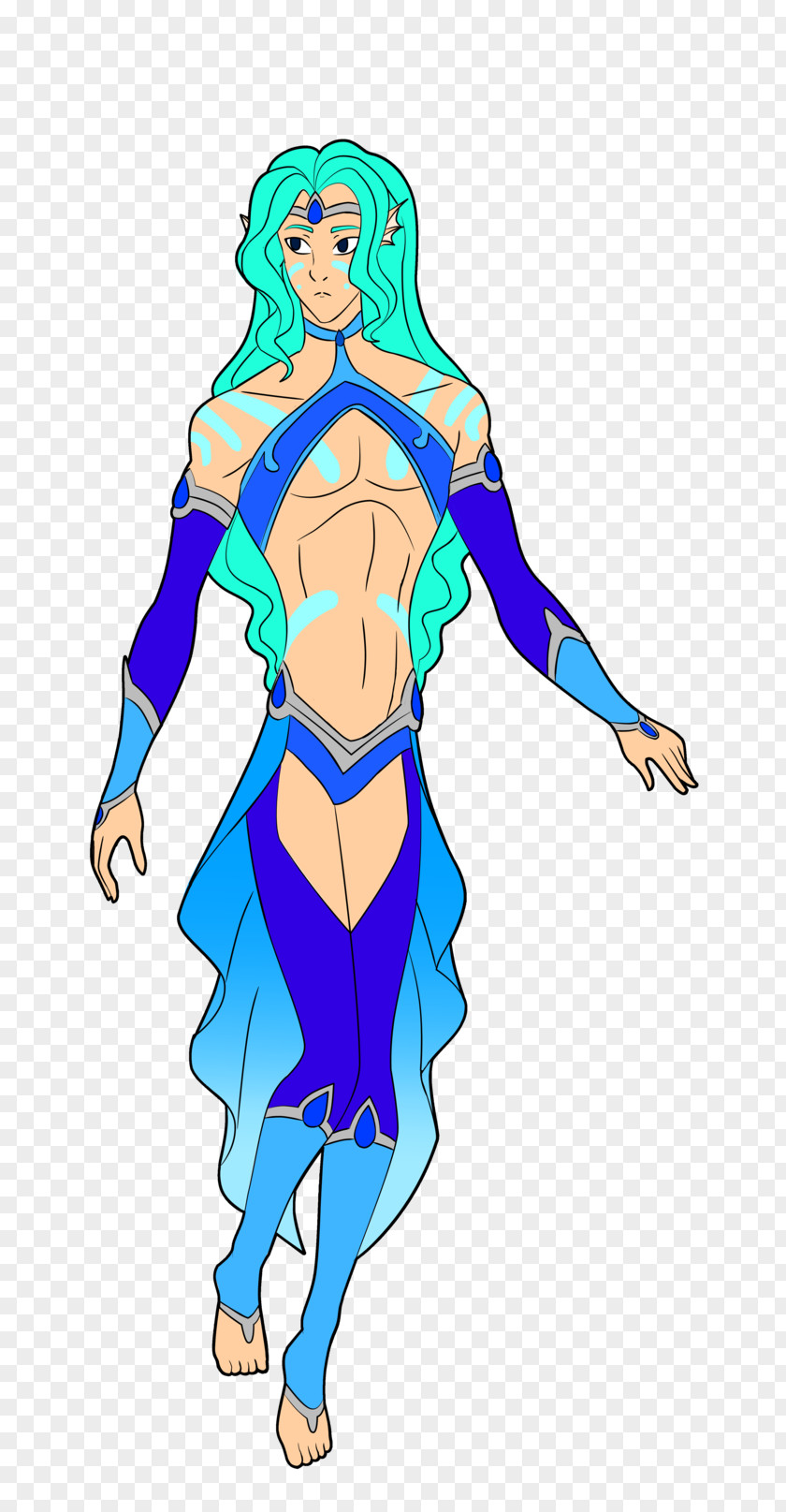 Colorful Water Costume Cartoon Female Clip Art PNG