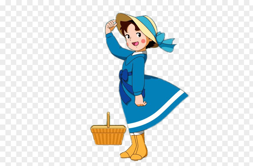 Heidi In Blue Dress PNG Dress, girl wearing blue dress and yellow hat illustration clipart PNG