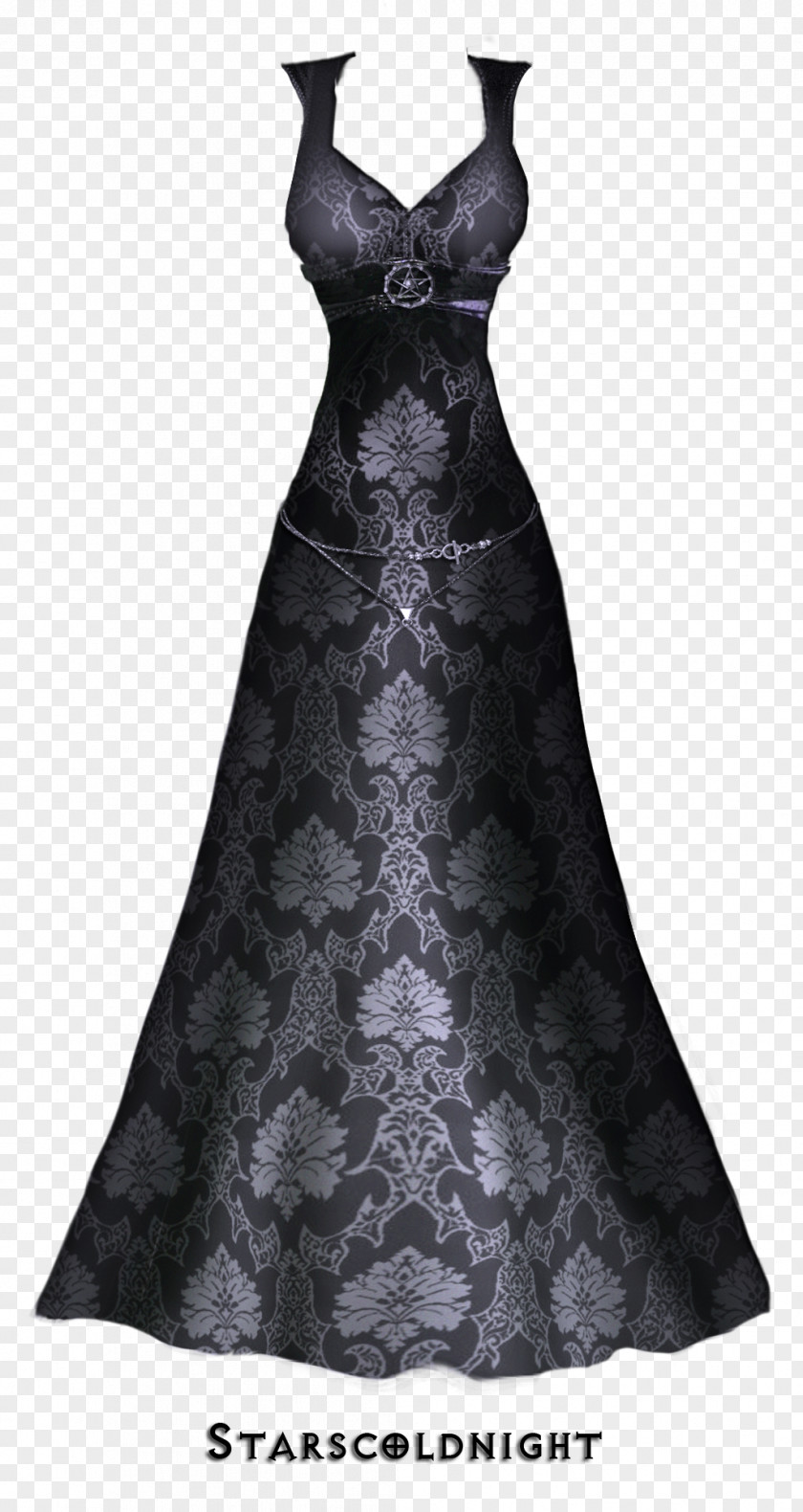 Black Lace Evening Dress Lines Ball Gown PNG