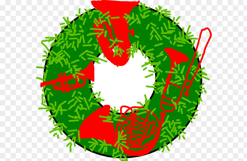 Large Christmas Wreaths Clip Art Brass Instruments Free Content Image Quintet PNG