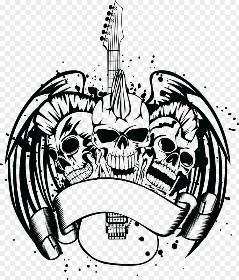 Matt Kill Skull Punk Rock Guitar Royalty-free Illustration PNG