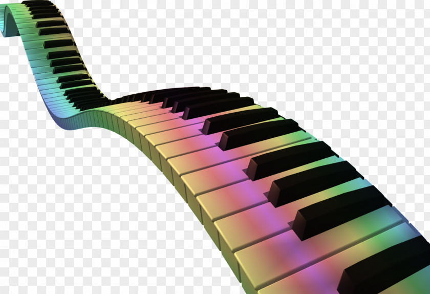 Beautiful Rainbow Piano Musical Keyboard Wallpaper PNG