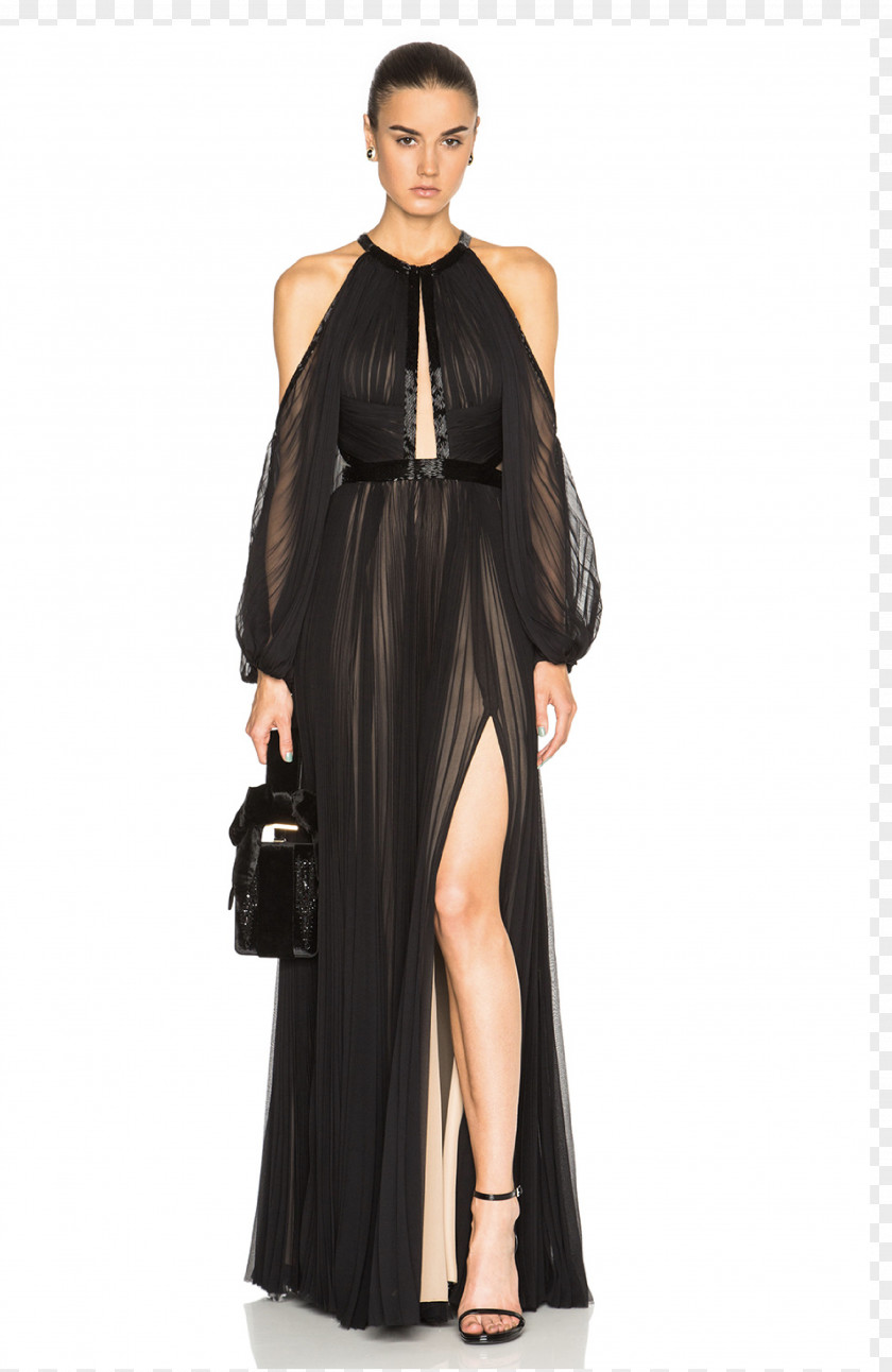 Dress Little Black Sleeve Maxi Gown PNG