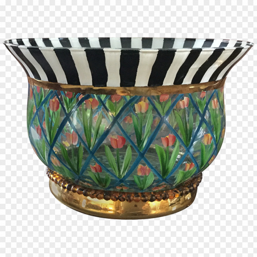 Hand Painted Glass Ceramic MacKenzie-Childs Kitchen Vase PNG