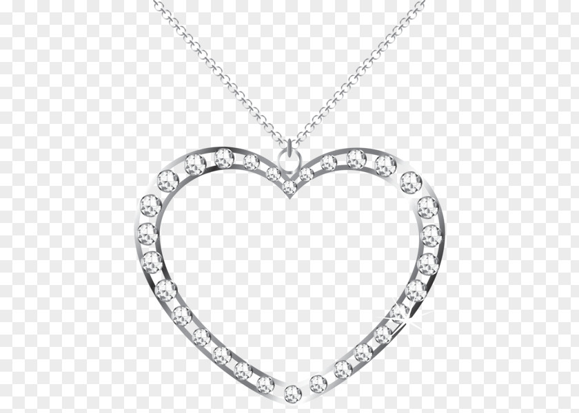 Heart Diamond Pendant Silver Clip Art PNG
