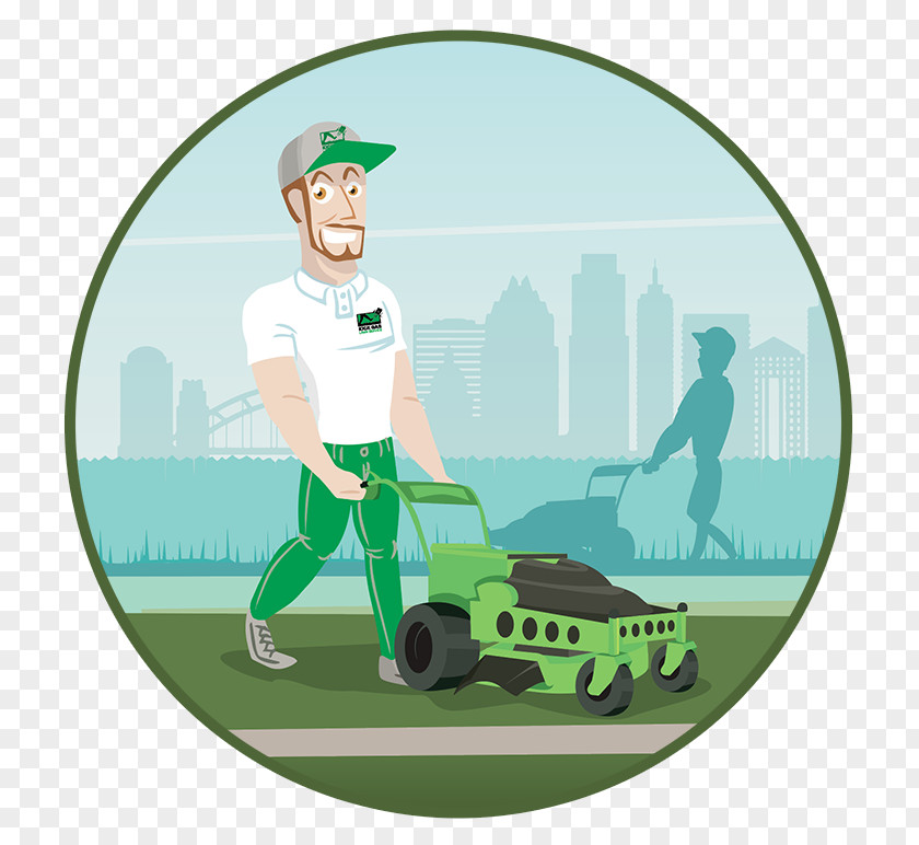 Man Mowing Lawn Drawing Illustration Golf Balls Cartoon PNG