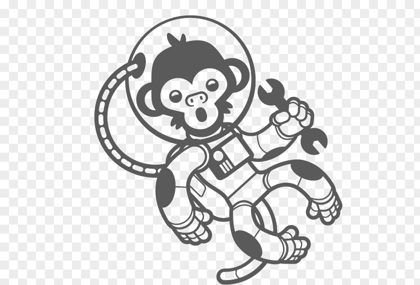 Monkey Astronaut Outer Space Wall Decal PNG