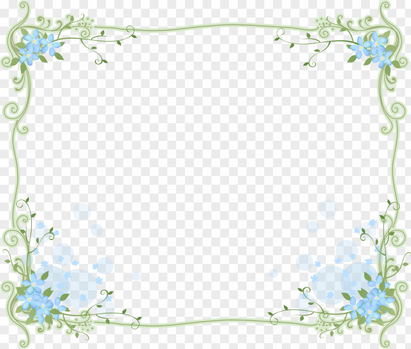 Flower Floral Design Blue Picture Frames Clip Art PNG
