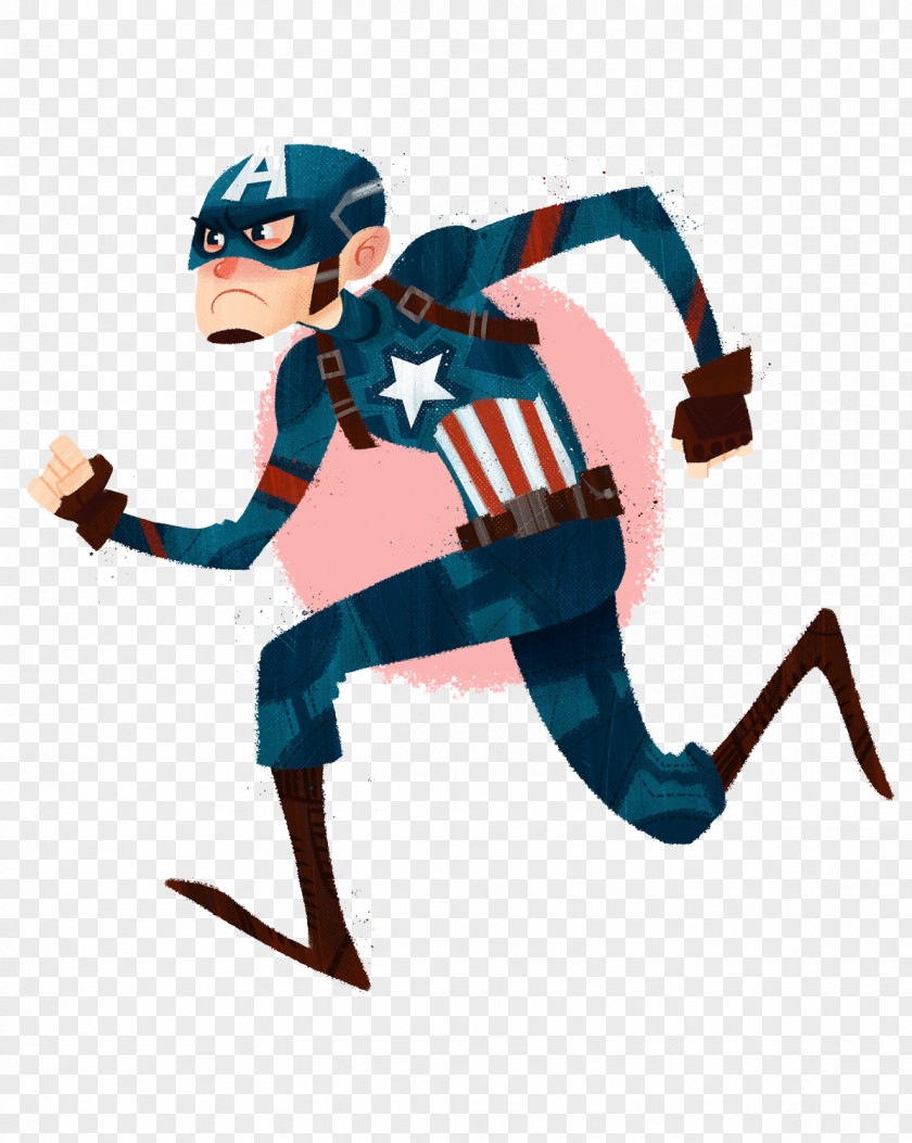 Captain America Running Brazil United States Cartoon Illustration PNG