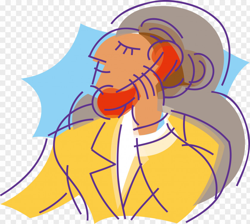 The Man On Phone Telephone Cartoon Drawing PNG