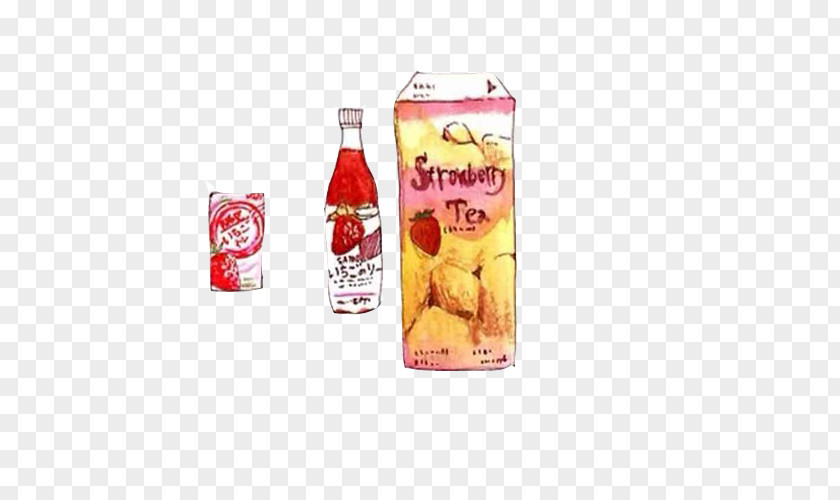Strawberry Variety Of Snacks Hand Painting Material Picture Juice Profiterole Food PNG