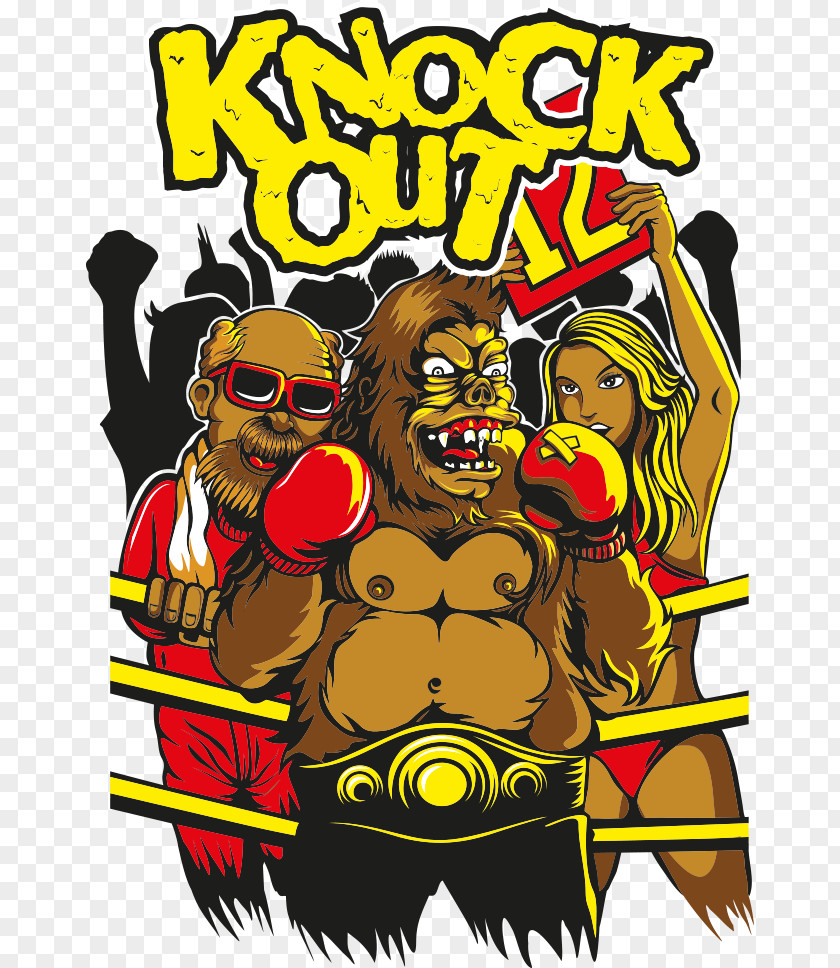 Vector Orangutan Boxer T-shirt Boxing Cartoon PNG