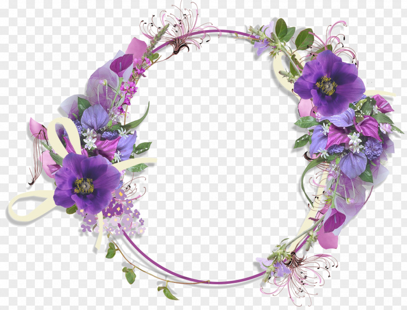 Floral Round Frame Pic Flower Purple Clip Art PNG