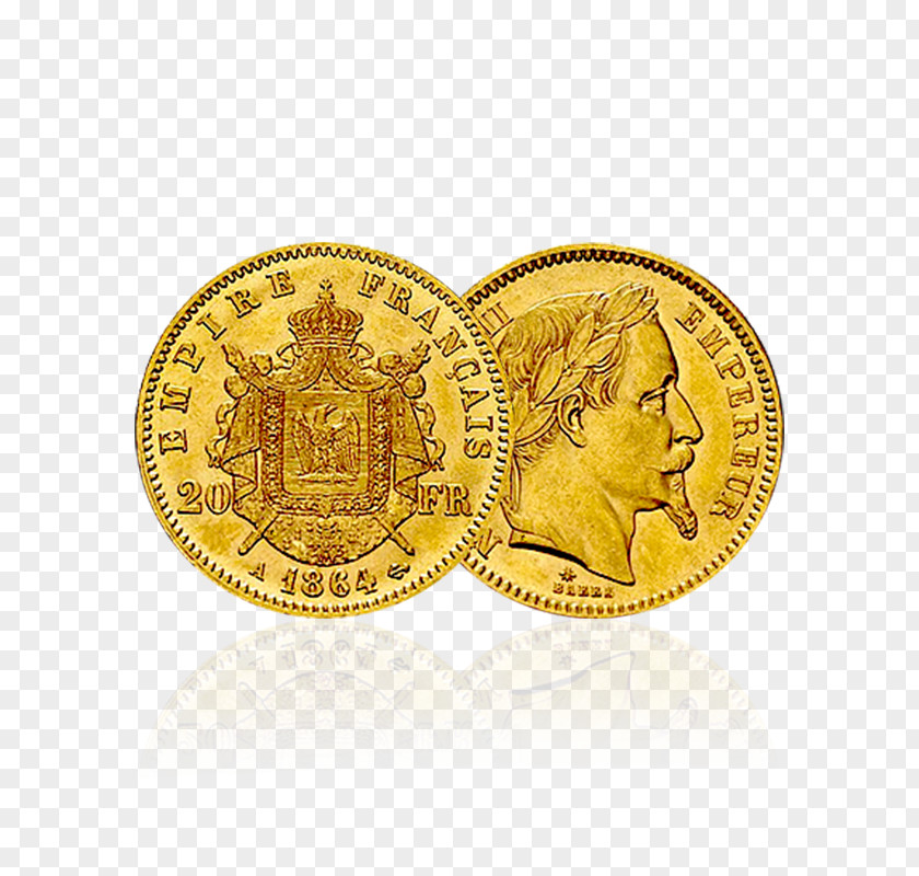 Coin Gold Napoléon French Franc PNG