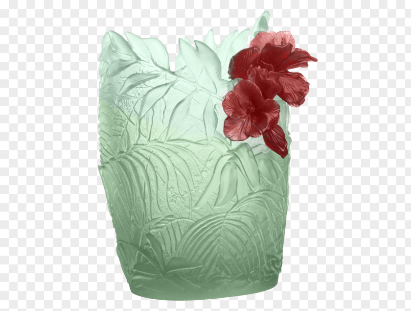 Large Crystal Perfume Bottles Vase Rosemallows Floral Design Light Green PNG