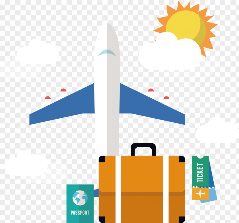 White Plane Airplane Airline Ticket Suitcase PNG