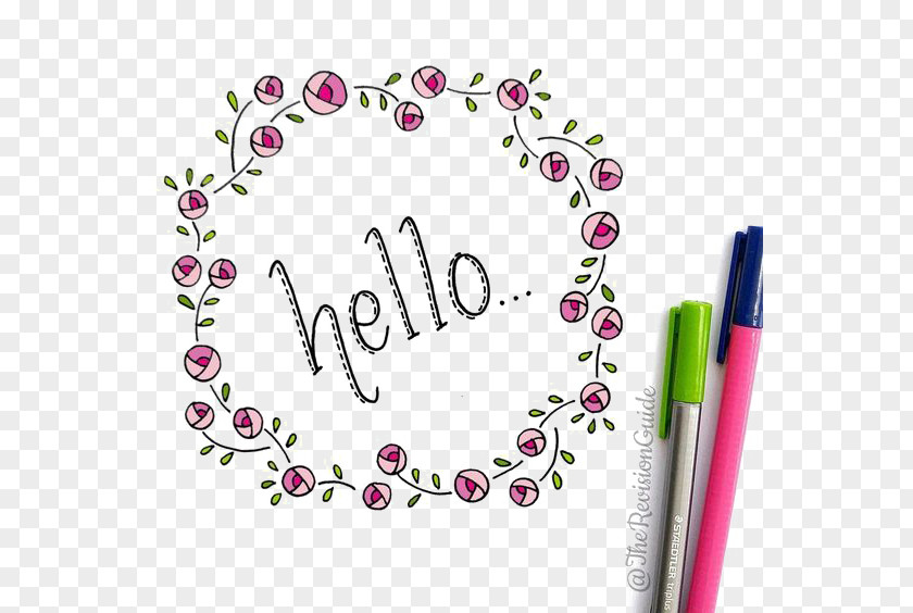 HELLO Doodle Drawing Flower Clip Art PNG