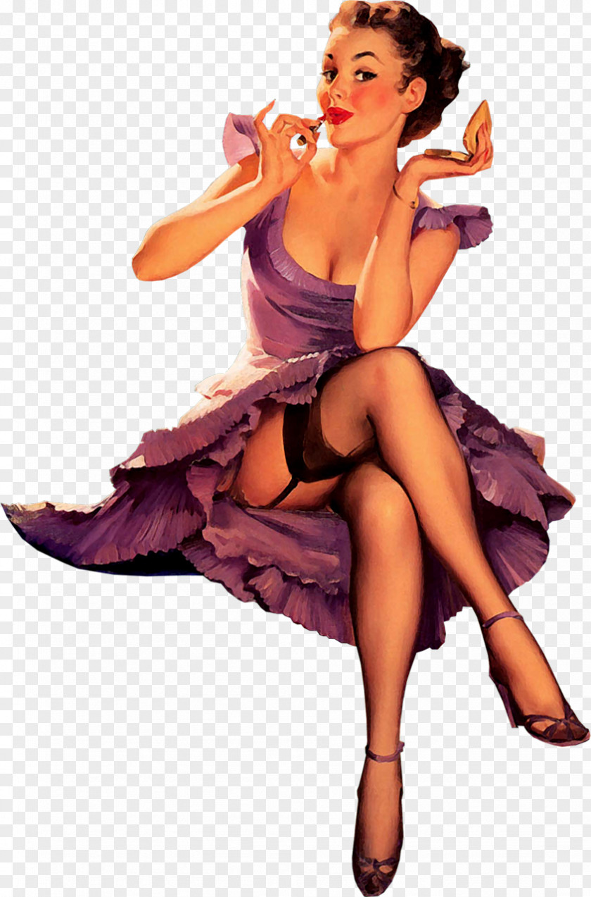 Pin-up Girl Retro Style Vintage Clothing Nose Art PNG girl style clothing art, Pin, woman wearing purple scoop-neck dress illustration clipart PNG