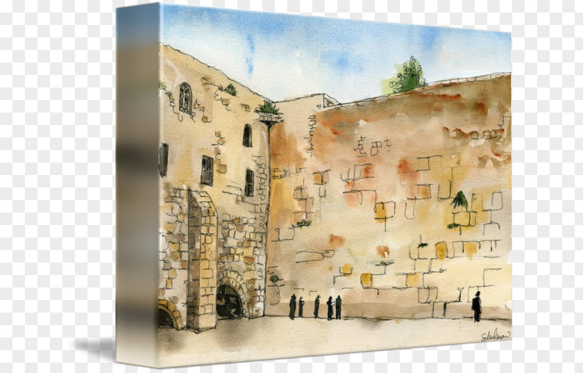 Painting Watercolor Western Wall Gallery Wrap Canvas PNG