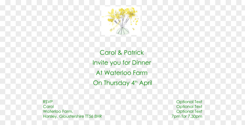 Dinner Invitation Floral Design Wedding Brand Font PNG
