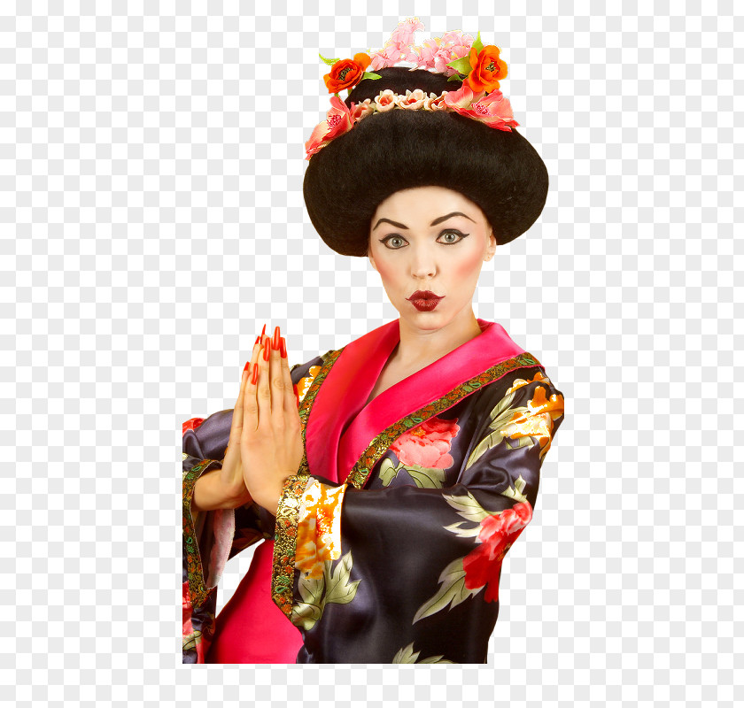 Carnival Wig Costume Geisha Flower PNG