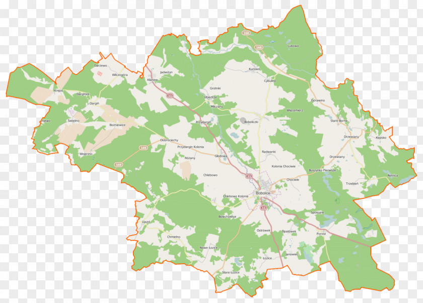 Map Bobolice Porost Kurowo, West Pomeranian Voivodeship Kłanino, Drzewiany PNG