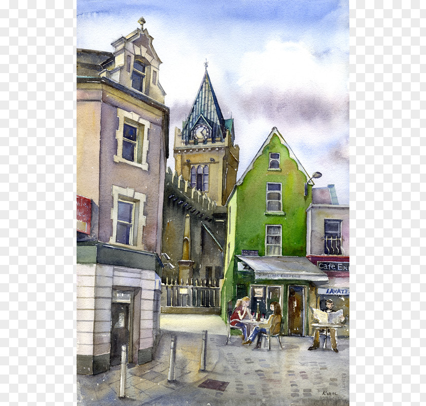 Painting Watercolor Facade Middle Ages Medieval Architecture PNG