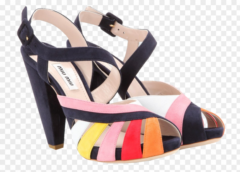 Miu Sandal High-heeled Shoe Navy Blue Absatz PNG
