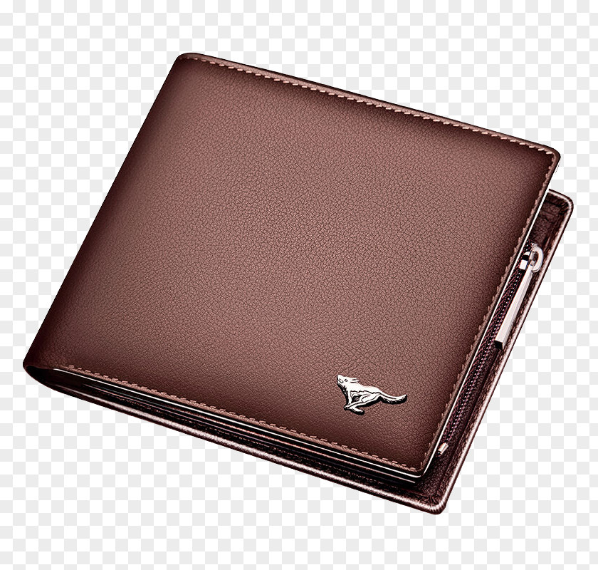 Men's Leather Wallet Handbag Zipper PNG