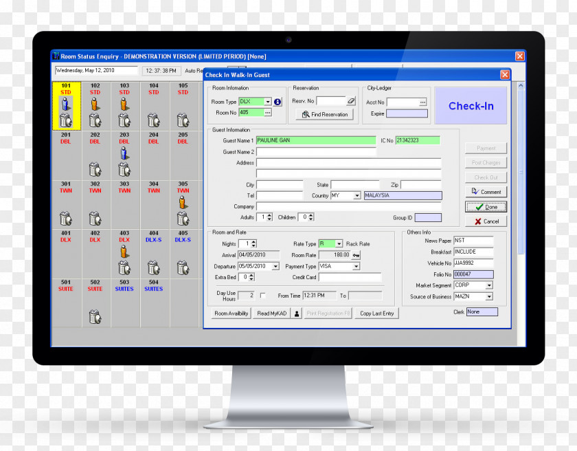 Abs Computer Program Front Office Hotel System Check-in PNG