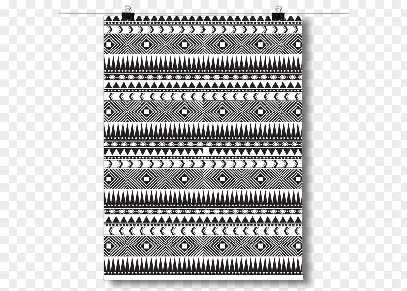 Aztec Pattern Poster Metal White Black Font PNG