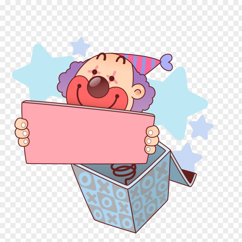 Gift Flying Clown Character Cartoon PNG