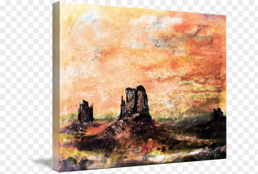 Monument Valley Watercolor Painting Acrylic Paint Modern Art PNG