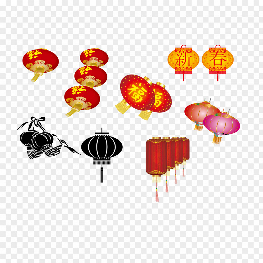 Chinese New Year Festive Lanterns Vector Material Lantern Festival Eid Al-Fitr Holiday PNG