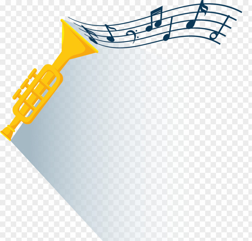 Cartoon Blue Notes Musical Note Trumpet PNG