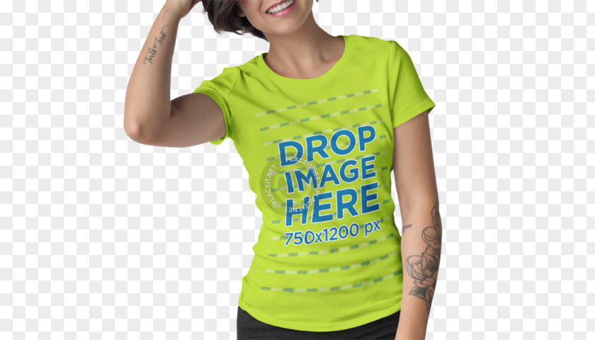 Mockup T Shirts/ T-shirt Shoulder Sleeve Green Font PNG
