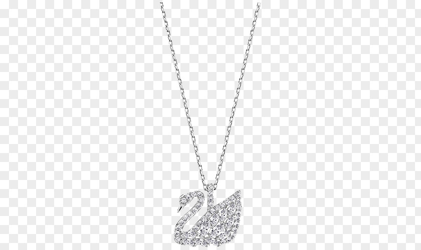 Swarovski Jewellery Ladies White Swan Necklace Black And Pendant Silver Chain PNG