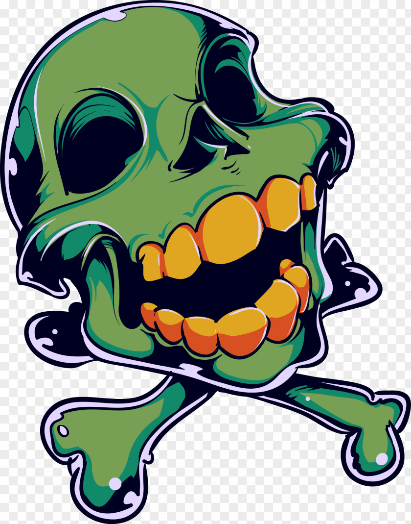 T-shirt Euclidean Illustration PNG Illustration, Green skull material zombie horror, green illustration clipart PNG